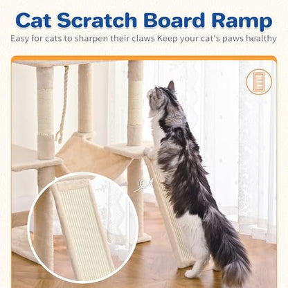 ABCPET 63" Multi-Level Cat Tree Tower for Indoor Cats, Beige