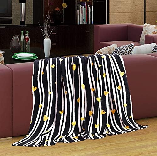 Valerian Luxury Velvet Super Soft Light Weight Blanket Prints Fleece Throw - All Year Round Home Decor, Fuzzy Warm and Cozy Throws, Couch and Gift, 50 x 60inch, Golden Heart