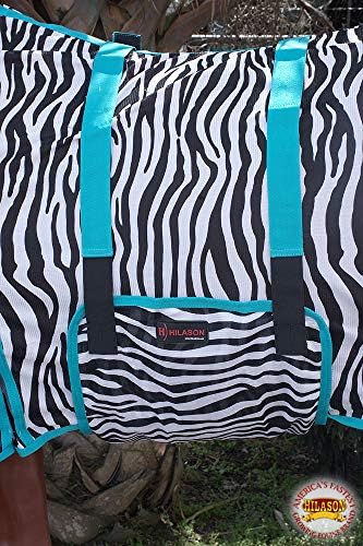 HILASON Horse Fly Sheet UV Protect Zebra Turquoise 69 in