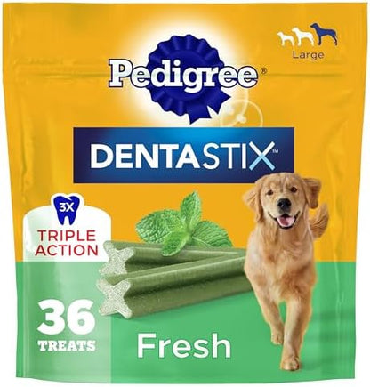 Pedigree Dentastix Large Breed Dental Dog Treats, Fresh, 36 Count