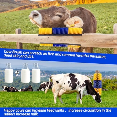 2PCS Livestock Scratch Brushes, Horse Scratcher Full Massage Brush Kit, Relieve Itching on Back, for Horse, Cattle, Sheep, Pig, Yellow
