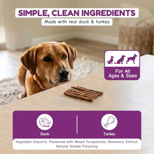 Loving Pets Natural Value Duck Sticks - Soft Jerky Dog Treats for Large & Small Breeds - Healthy Gluten, Wheat, Soy & Grain Free Pet Treats for Dogs