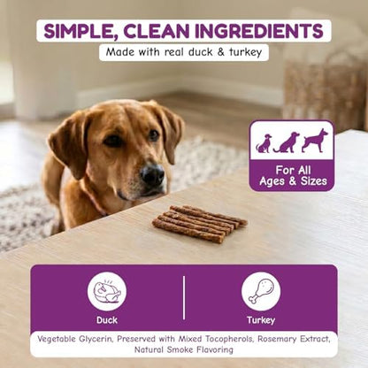 Loving Pets Natural Value Duck Sticks - Soft Jerky Dog Treats for Large & Small Breeds - Healthy Gluten, Wheat, Soy & Grain Free Pet Treats for Dogs