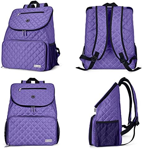BAGLHER Dog Travel Bag Airline Approved Pet Supplies Backpack, Dog Travel Backpack with 2 Silicone Collapsible Bowls and 2 Food Baskets Purple