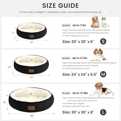 Love's cabin Round Donut Cat and Dog Cushion Bed, 30in Pet Bed for Medium or Large Dogs, Anti-Slip & Water-Resistant Bottom, Soft Durable Fabric Pet Beds, Washable Calming Cat Bed, Black