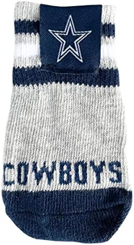 NFL Dallas Cowboys Anti Slip Dog Socks with Elastic Ribbed Top, Size Medium/Large. Indoor/Outdoor Socks, Best Dog Paw Protector, 2 Pairs, Cool Puppy Supplies with NFL Logo of Cowboys Football Team