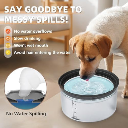 Decflow 1.2Gal No Spill Dog Water Bowl with Slow Drinking Feeder