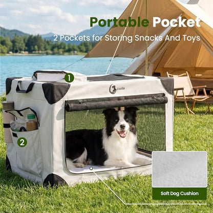 Portable Collapsible Soft Dog Crate for Small Dogs, 26in Grey
