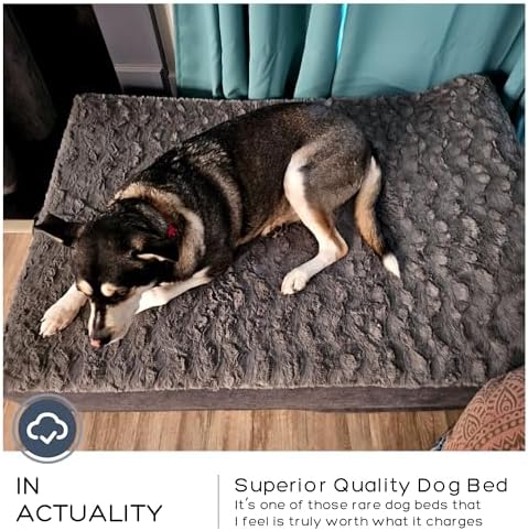 Jumbo Orthopedic Dog Bed for Large Dogs - 7-inch Thick Memory Foam Dog Bed with Pillow Removable Cover Machine Washable, Giant | 50 inch, Dark Gray