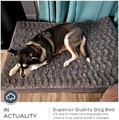 Jumbo Orthopedic Dog Bed for Large Dogs - 7-inch Thick Memory Foam Dog Bed with Pillow Removable Cover Machine Washable, Giant | 50 inch, Dark Gray