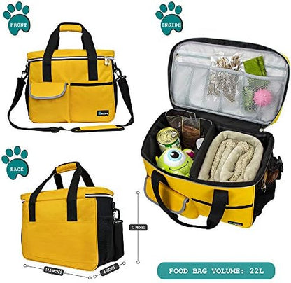 PetAmi Dog Travel Bag Organizer, Pet Supplies Diaper Tote, Yellow Medium