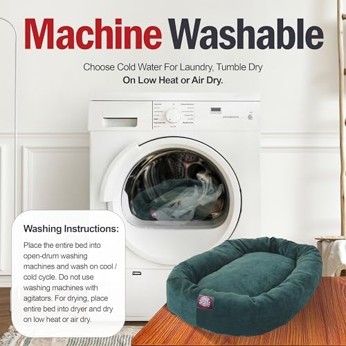 Majestic Pet Micro Velvet Dog Bed, 40 Inch Large, Round, Washable, Marine
