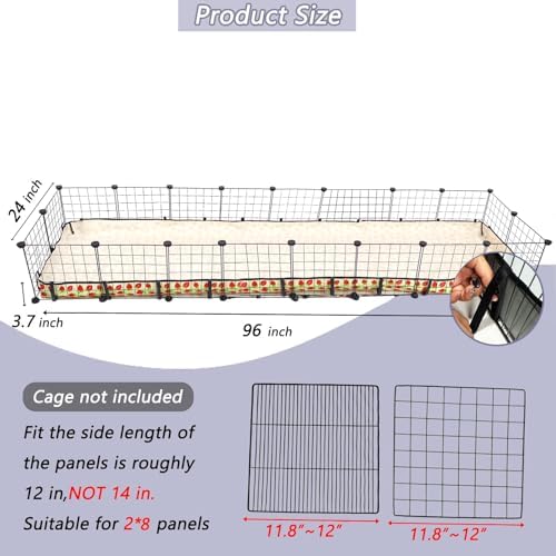 Guinea Pig Cage Liner，Washable Waterproof Oxford Cloth Cage Liners for Small Animals,Hamster Chinchilla Hedgehog Rabbit and Other Small Animals Not Include Cage(24x96 inches)