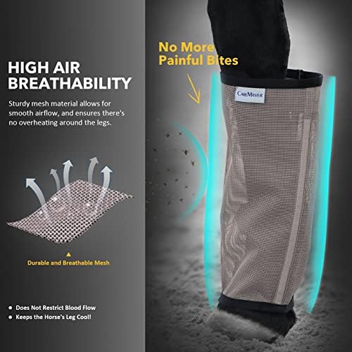 Fine Mesh Fly Boots Loose Fitting & Non-Slip Horse Fly Leggings No More Horsefly Nuisance Greatly Reduce Stomping Breathable with Natural Air Flow (Set of 4)
