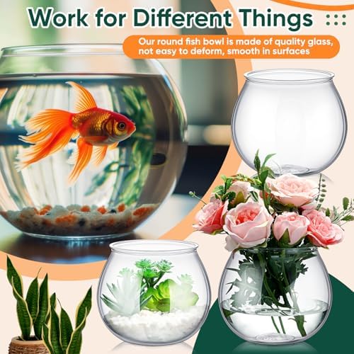 FoldTier 24 Pcs Plastic Fish Bowls 27 Oz Clear Round Vase Centerpieces