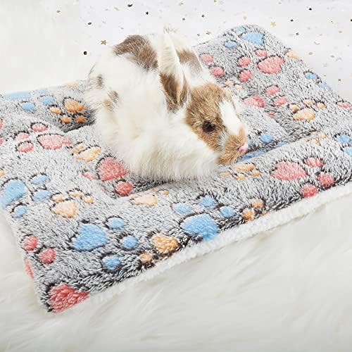Small Animal Bed Mat, Soft & Warm, Suitable for Guinea Pig, Hamster, Rabbit, Rat and Bearded Dragon (XX-Large(19.7''x15.7''), Footprint Grey)