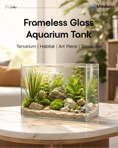 3 Gallon Nano Glass Fish Tank, Ultra-Clear Rimless Aquarium