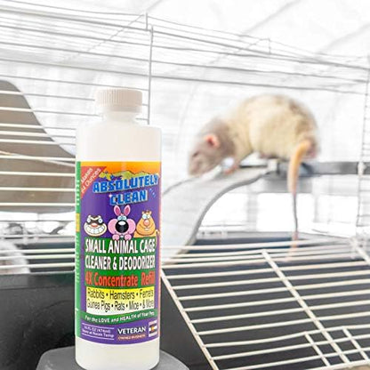 Absolutely Clean Amazing Small Animal Cage Cleaner - Just Spray/Wipe - Easily Removes Messes & Odors - Hamsters, Mice, Rats, Guinea Pigs, Ferrets - USA Made (16 oz Concentrate)