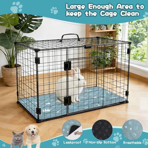 6 Packs Washable Guinea Pig Cage Liners with with Paw Print, Waterproof Guinea Pig Pee Pads Reusable Absorbent Bedding Anti Slip Mats for Small Animals Bunny Rabbit Hamster (Blue, 24 x 18in)