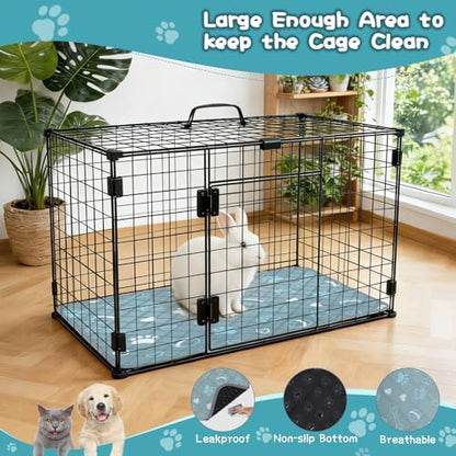 6 Packs Washable Guinea Pig Cage Liners with with Paw Print, Waterproof Guinea Pig Pee Pads Reusable Absorbent Bedding Anti Slip Mats for Small Animals Bunny Rabbit Hamster (Blue, 24 x 18in)