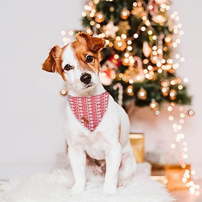 Christmas Dog Bandana - Snowman Triangle Bib Scarf for Girl Boy Dogs, Cotton Pet Kerchief, Cute Red Adjustable Winter Puppy Accessory for Small Medium Large Dogs
