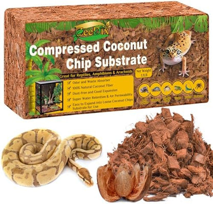 ZeeDix Coconut Husk Chip Substrate for Reptiles, 1 Pack Coconut Husk Mulch