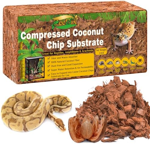 ZeeDix Coconut Husk Chip Substrate for Reptiles, 1 Pack Coconut Husk Mulch