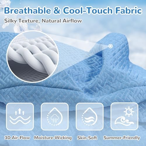 YAEM Cooling Dog Bed for Humans, 71"x45"x12" Breathable Human Dog Bed for Adults, Waterproof Giant Pet Beds with Washable Cover & Non-Skid Bottom, Ocean Blue
