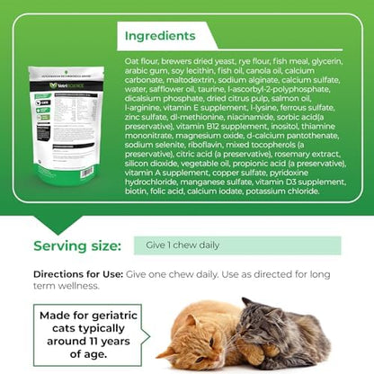 VetriScience Senior 27+ Active Health Chews for Senior Cats, Fish, 30 Count