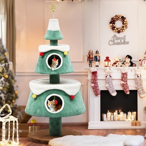 YITAHOME 63" Christmas Cat Tree with Teaser Plaything