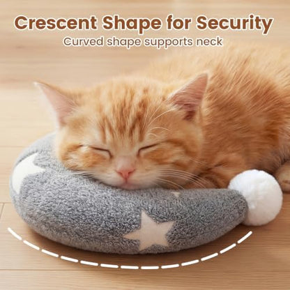 Moon-Shaped Calming Pillow for Cats Soft and Neck-Friendly Kitten Pillows