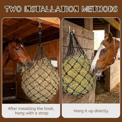 3 Pcs 47" Hay Nets for Horses with Straps & Hooks