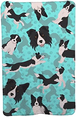 Caroline's Treasures MLM1025TBLT Border Collie Soft Travel Blanket with Bag Airplane Blanket, Indoor Outdoor Camping Blanket for Traveling, Picnics, Beach Trips, Concerts