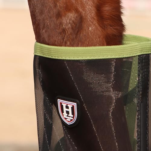 Harrison Howard Loose-Fitting Horse Fly Leggings Breathable, Tear-Resistant Fine Mesh Leg Guards Stay-on Comfortable Fly Boots (Set of 4)