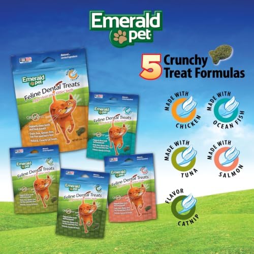 Emerald Pet Grain Free Cat Dental Treats, Ocean Fish, 3 oz