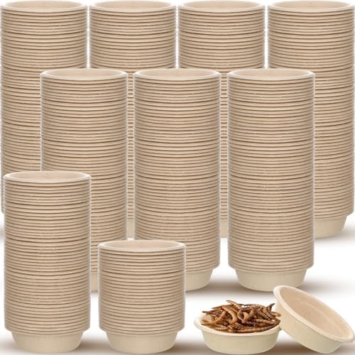 Maxcheck 500 Pcs Paper Gecko Feeding Cups 1 oz Food and Water Bowls Small Reptile Feeding Ledge Replacement Cup Dish Bowl Ledge Accessories for Gecko Lizards Spiders Small Pet
