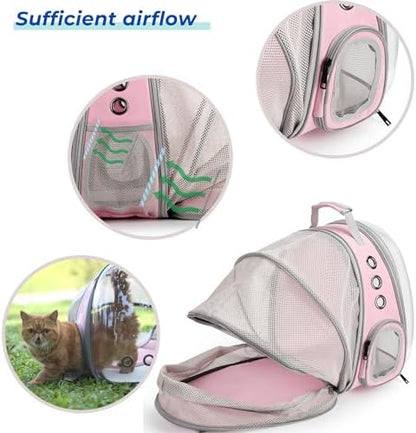 Lollimeow Cat Carrier Backpack, Expandable Bubble Pet Carrier for Cats and Small Dogs, Airline Approved Travel Backpack for Hiking, Walking & Outdoor Adventures - Supports up to 14 lbs