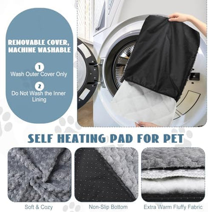 Drydiet 4 Pcs Self Heating Cat Pad Self Warming Cat Bed 16 x 20 in, Gray