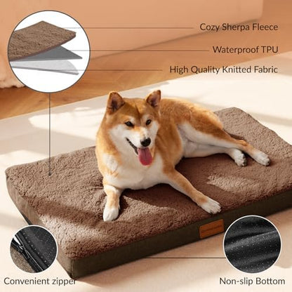 Patas Lague Orthopedic Medium Dog Bed Washable Pet Sofa Mat 30''X20''Brown