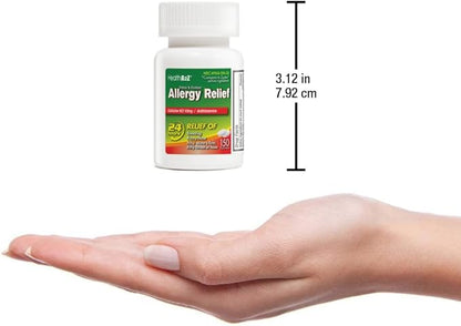 HealthA2Z® Allergy Relief | Cetirizine 10mg | All Day Allergy Relief | Indoor & Outdoor | Relief from Itchy Throat, Sneezing, Runny Noses (150 Count (Pack of 1))
