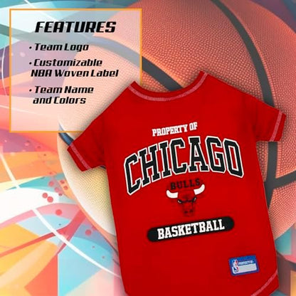 Pets First NBA Licensed Hoodies & T-shirt for Dogs & Cats, Chicago Bulls, Large