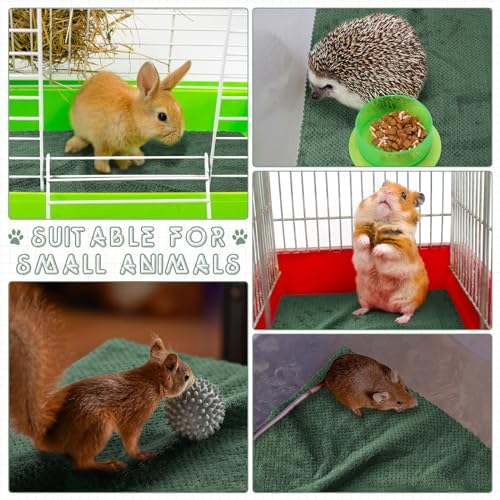 VitalCozy 10Pcs Guinea Pig Cage Liner Washable, Grid, 14x28 Inch, Green