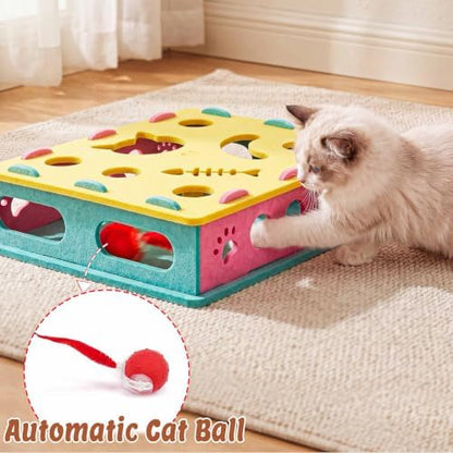 21 Pcs Interactive Cat Toys for Indoor Cats, Cat Puzzle Box with Rechargeable Automatic Ball, Hanging Toy, Plush Mice and Balls 3-in-1 Kitten Toys for Indoor Bored Kittens