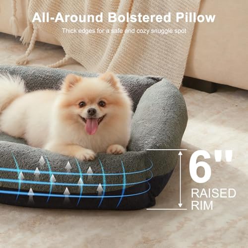 FURTIME Washable Small Dog Bed, Rectangle Comfy Fluffy Kitten Puppy Bed