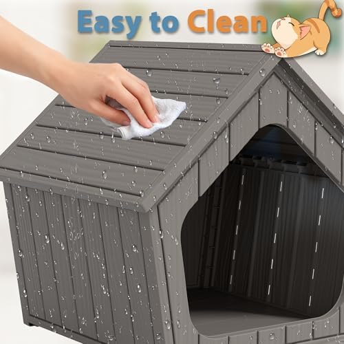 Cat Litter Box Enclosure, Resin Outdoor Litter Box with Air Holes, Cat Houses for Outdoor Cats, Wide Opening Design for Easy Cleaning, Grey