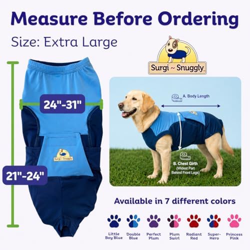Surgi Snuggly Dog Surgery Recovery Suit, Cone Alternative, Spay/Neuter XL