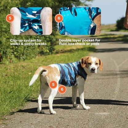 Suitical Recovery Suit Dog, Large, Blue Camouflage