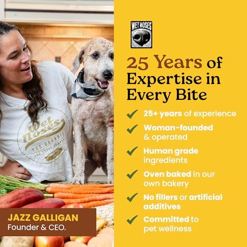 Wet Noses Organic Crunchy Dog Treats Grain Free – All-Natural, Human-Grade, Non-GMO, Healthy Training & Delicious Snacks for Dogs, for All Dog Sizes & Breeds – Peanut Butter & Banana, 14oz (2 Pack)