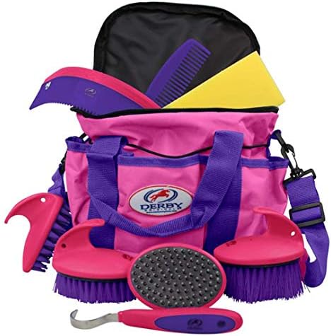 Derby Premium Comfort 9 Item Horse Grooming Kit (Purple/Pink)