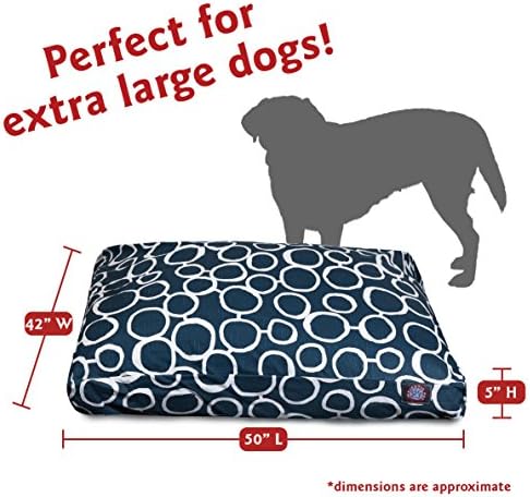 Majestic Pet Rectangular Dog Bed, X-Large, 50x42x5 in, Washable, Navy